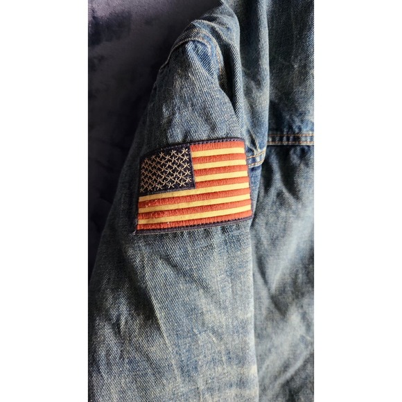 NWT Polo Ralph Lauren Men's Sherpa Fleece Lined Denim Trucker Jean Jacket w/Flag - Picture 14 of 14